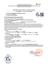 Certificat de camion malaxeur Foton Cummins 8 500 cm³ – GCC