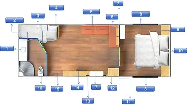 Caravane (lit parents + lit enfants)